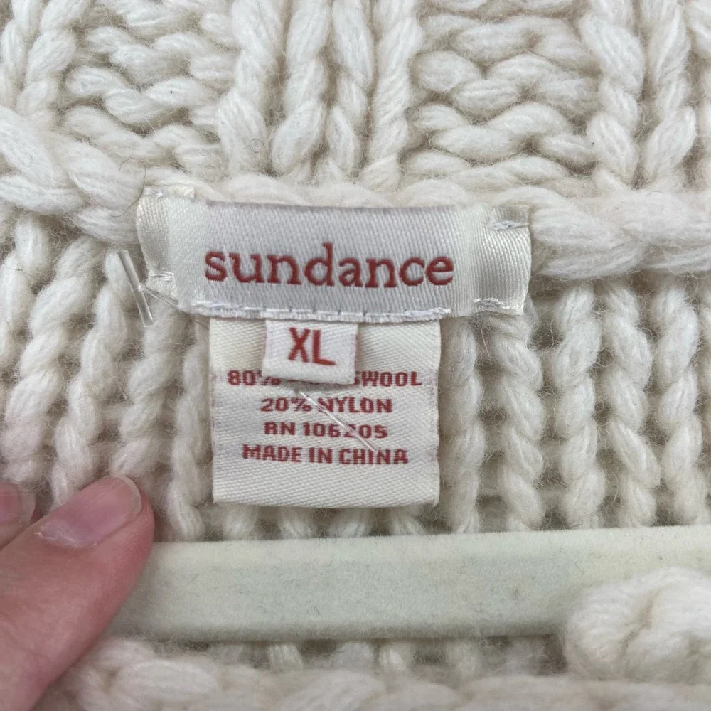 Sundance Cream Cardigan Size XL Lambswool Blend dry clean only - Picture 2 of 6